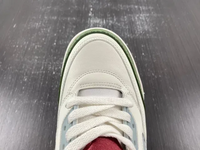 Air Jordan 4 Tênis de Basquete Branco Borgonha Verde Oliva 10