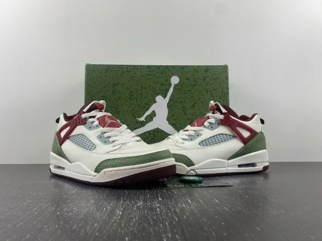 Air Jordan 4 Tênis de Basquete Branco Borgonha Verde Oliva 13