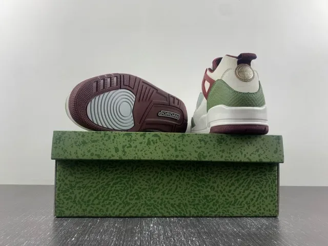 Air Jordan 4 Tênis de Basquete Branco Borgonha Verde Oliva 15