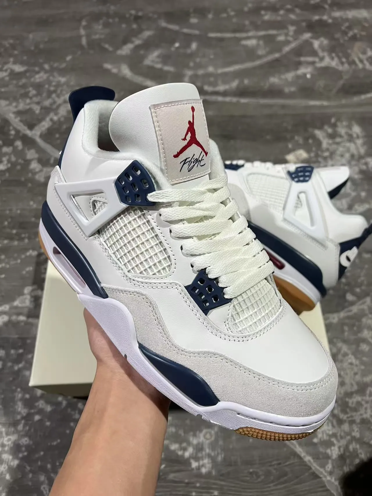 Air Jordan 4 White Navy Gum Basketball Shoes 2