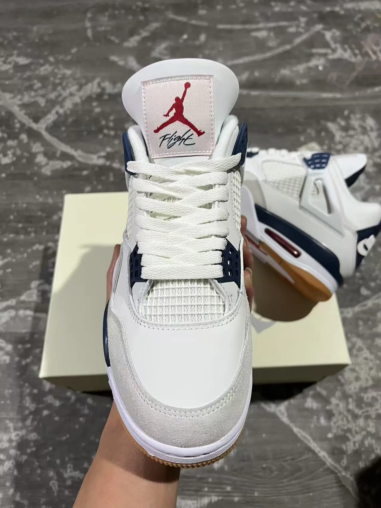 Air Jordan 4 White Navy Gum Basketball Shoes 3