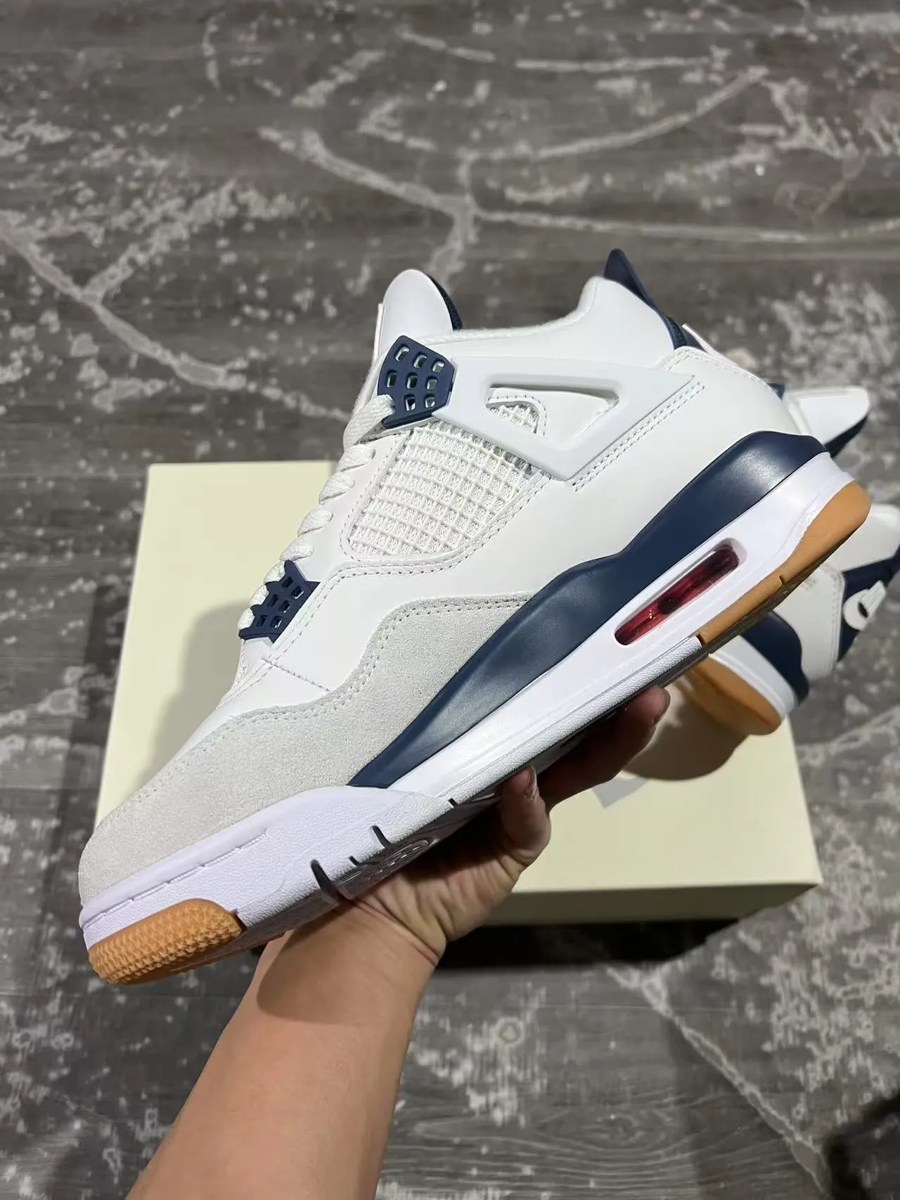 Air Jordan 4 White Navy Gum Basketball Shoes 5