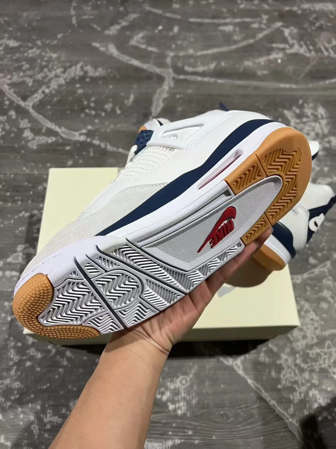 Air Jordan 4 White Navy Gum Basketball Shoes 6