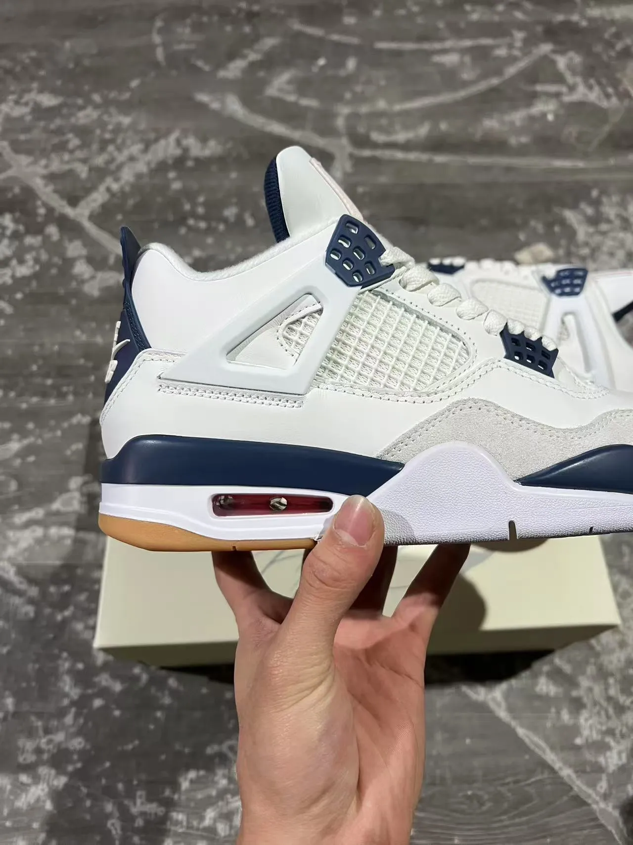 Air Jordan 4 White Navy Gum Basketball Shoes 7
