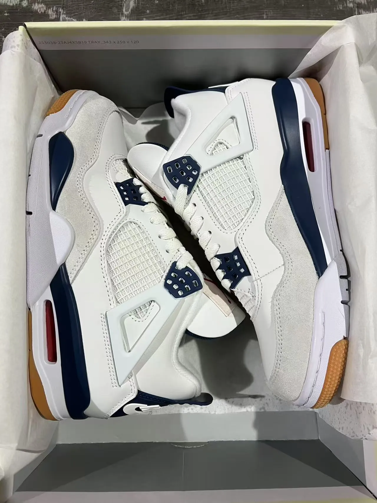 Air Jordan 4 White Navy Gum Basketball Shoes 9