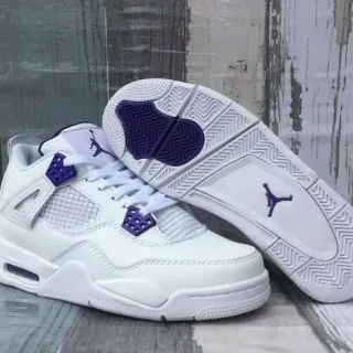 Air Jordan 4 White Purple Basketball Shoes