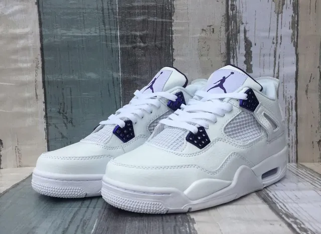 Air Jordan 4 White Purple Basketball Shoes 2