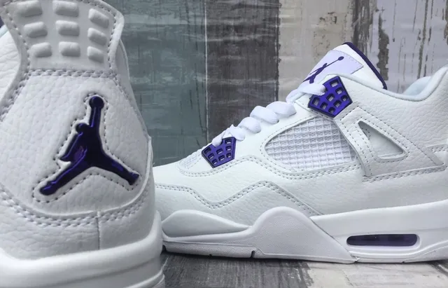Air Jordan 4 White Purple Basketball Shoes 3