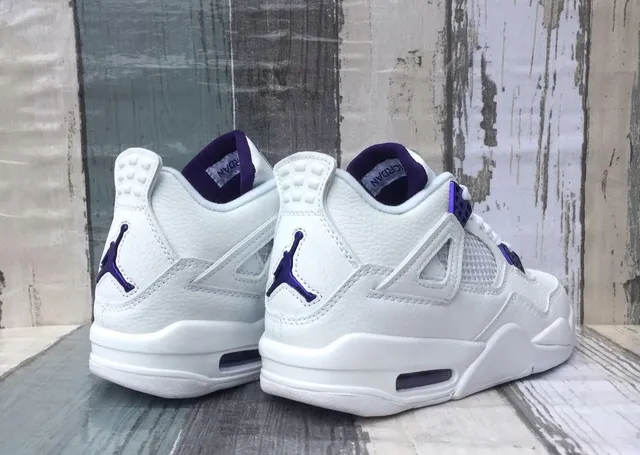 Air Jordan 4 White Purple Basketball Shoes 4