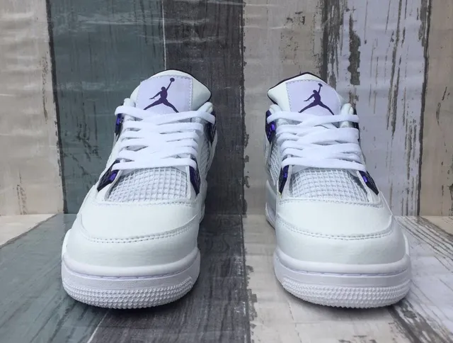 Air Jordan 4 White Purple Basketball Shoes 5