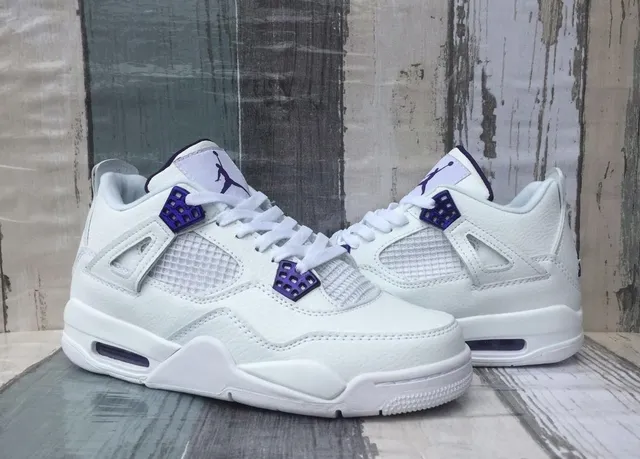 Air Jordan 4 White Purple Basketball Shoes 6