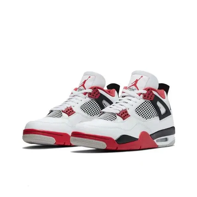 Air Jordan 4 White Red Black Basketball Shoes 5