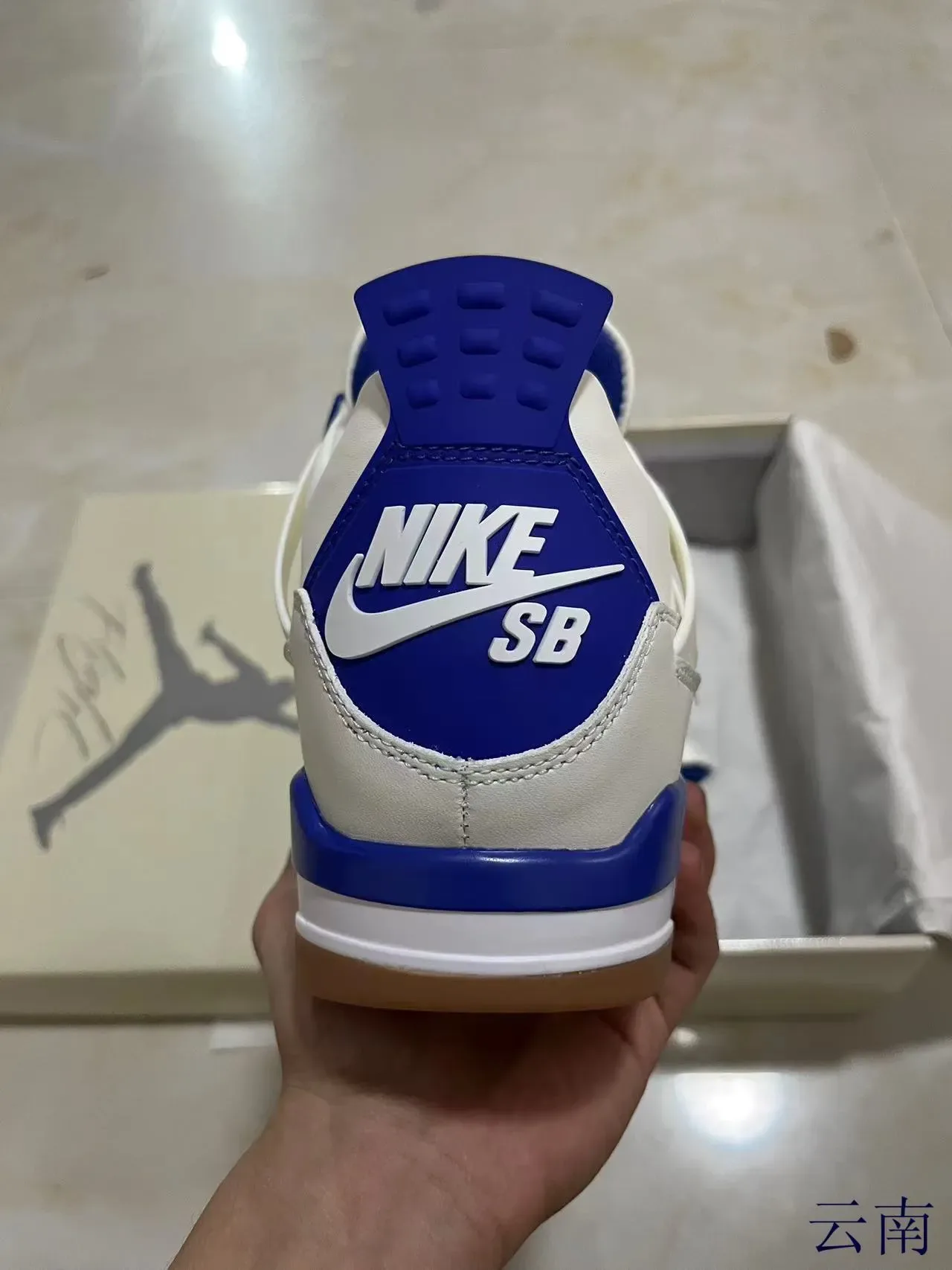 Air Jordan 4 Branco/Azul Rei/Cinza/Goma Tênis de Basquete 7