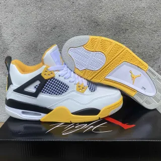 Air Jordan 4 White Yellow Black Basketball Shoes