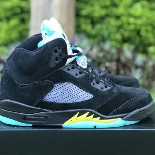 Air Jordan 5 Preto Aqua Amarelo Tênis de Basquete