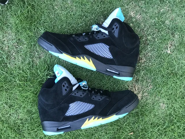Air Jordan 5 Negro Aqua Amarillo Zapatillas de Baloncesto 3