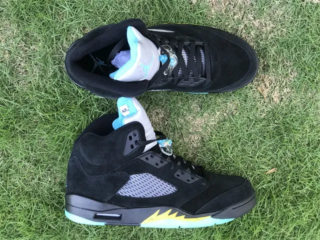 Air Jordan 5 Negro Aqua Amarillo Zapatillas de Baloncesto 21