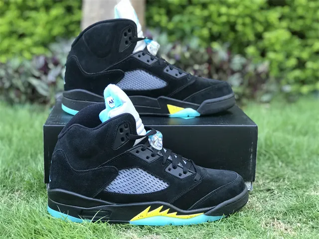 Air Jordan 5 Negro Aqua Amarillo Zapatillas de Baloncesto 7