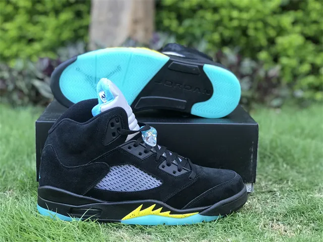Air Jordan 5 Negro Aqua Amarillo Zapatillas de Baloncesto 8