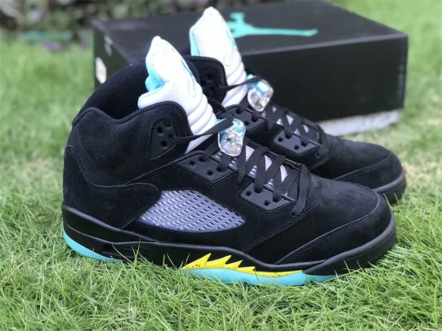 Air Jordan 5 Negro Aqua Amarillo Zapatillas de Baloncesto 12