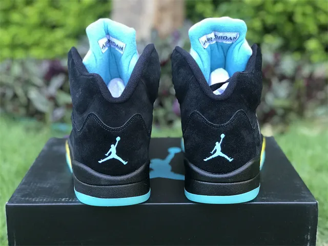 Air Jordan 5 Negro Aqua Amarillo Zapatillas de Baloncesto 13