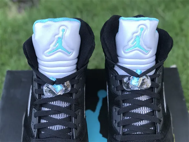 Air Jordan 5 Negro Aqua Amarillo Zapatillas de Baloncesto 14