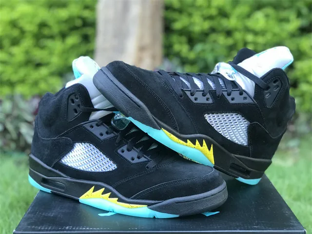 Air Jordan 5 Negro Aqua Amarillo Zapatillas de Baloncesto 18