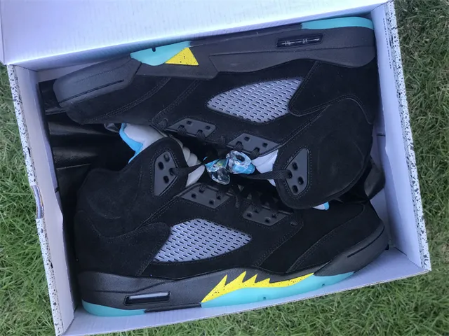 Air Jordan 5 Negro Aqua Amarillo Zapatillas de Baloncesto 20