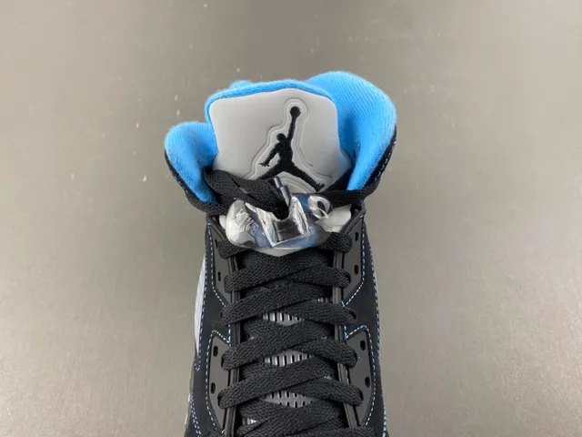 Air Jordan 5 Black Light Blue Suede Basketball Shoes 6