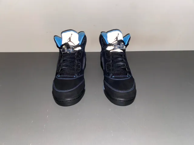 Air Jordan 5 Black Light Blue Suede Basketball Shoes 10