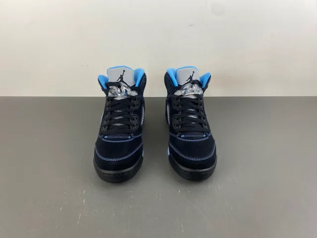 Air Jordan 5 Black Light Blue Suede Basketball Shoes 11