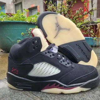 Air Jordan 5 Black Maroon Cream Basketball Shoes