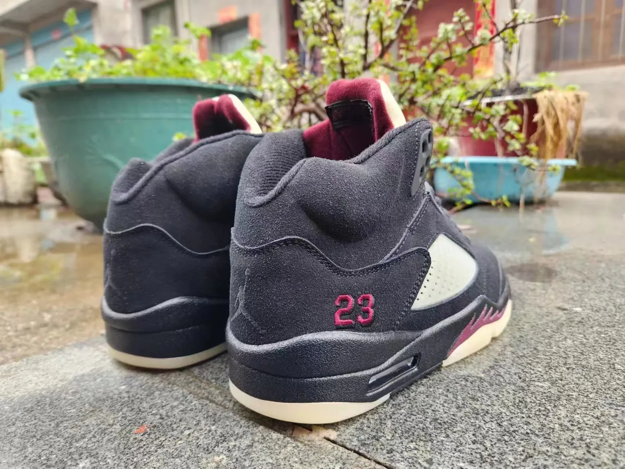 Air Jordan 5 Black Maroon Cream Basketball Shoes 6