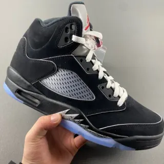 Air Jordan 5 Preto Prata Azul Claro Tênis de Basquete