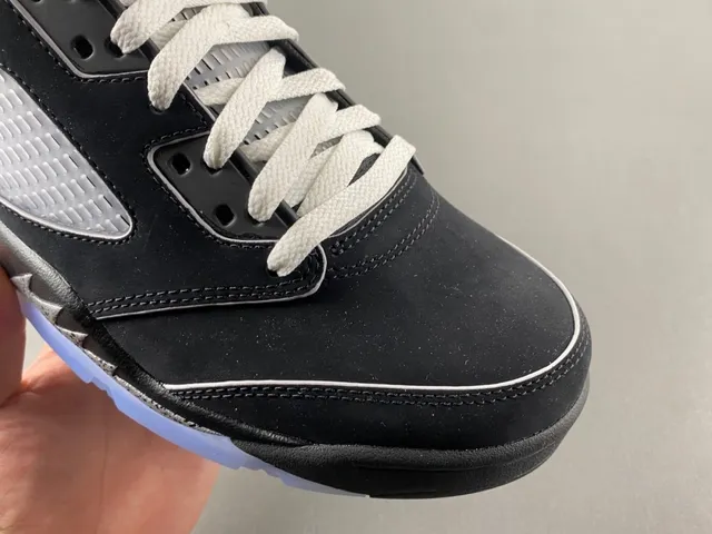 Air Jordan 5 Black Silver Light Blue Basketball Shoes 2