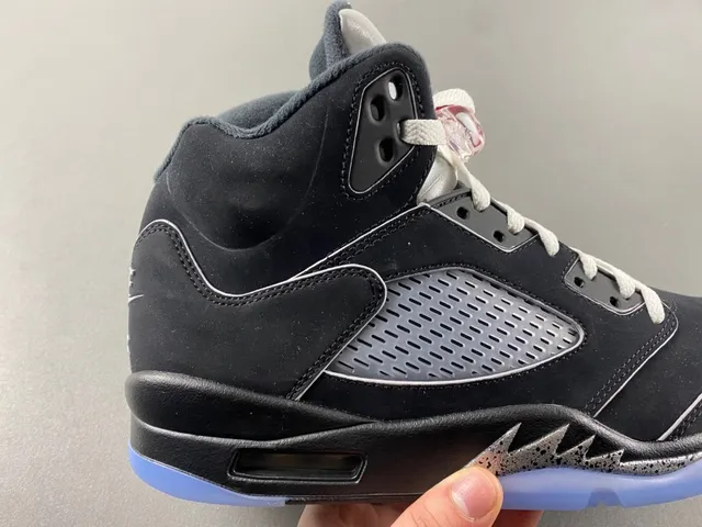 Air Jordan 5 Black Silver Light Blue Basketball Shoes 3