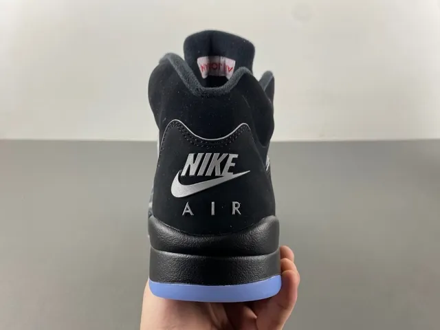 Air Jordan 5 Black Silver Light Blue Basketball Shoes 4