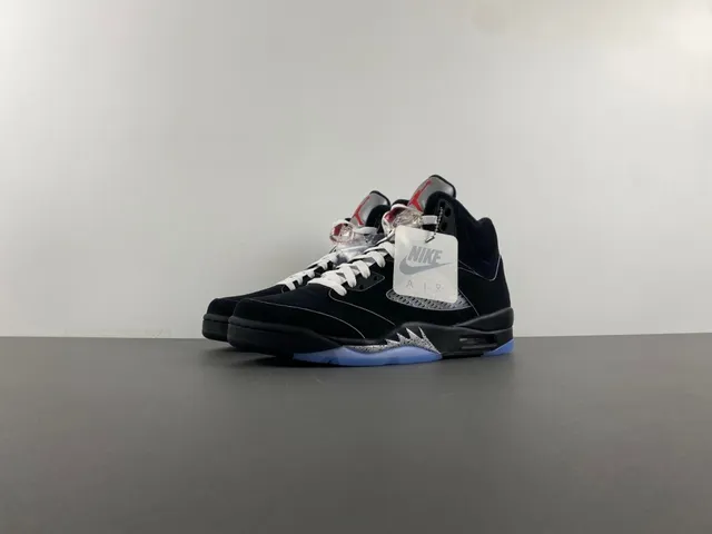 Air Jordan 5 Black Silver Light Blue Basketball Shoes 10