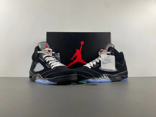 Air Jordan 5 Black Silver Light Blue Basketball Shoes 13