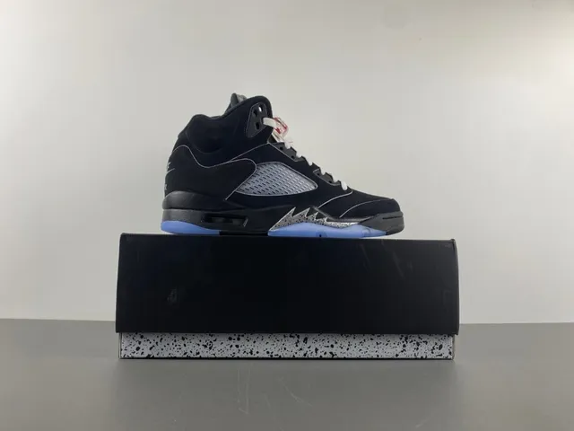 Air Jordan 5 Black Silver Light Blue Basketball Shoes 15