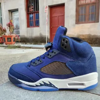 Air Jordan 5 Blue Suede High-Top Basketball Shoes