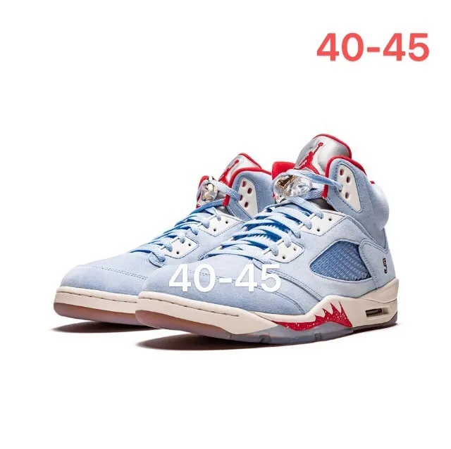 Air Jordan 5 Light Gray Cream Red Gold Basketball Shoes 5