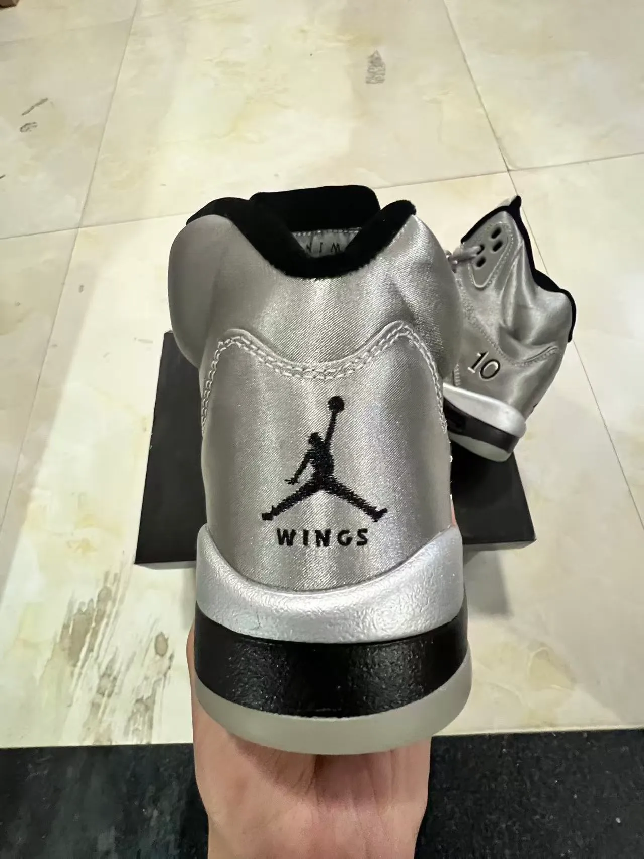 Air Jordan 5 Metallic Silver Black Basketball Shoes 8