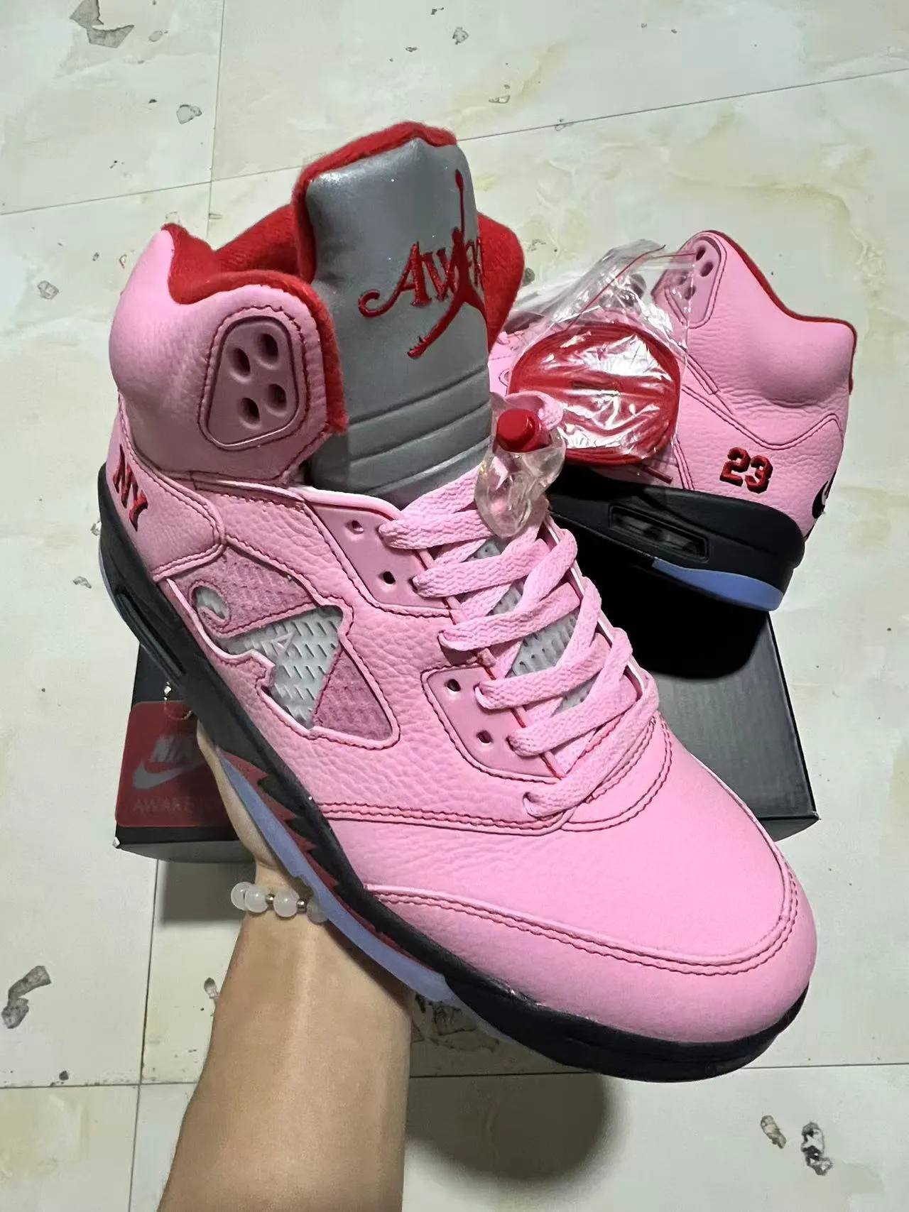 Air Jordan 5 Pink NY 23 Basketball Shoes 2