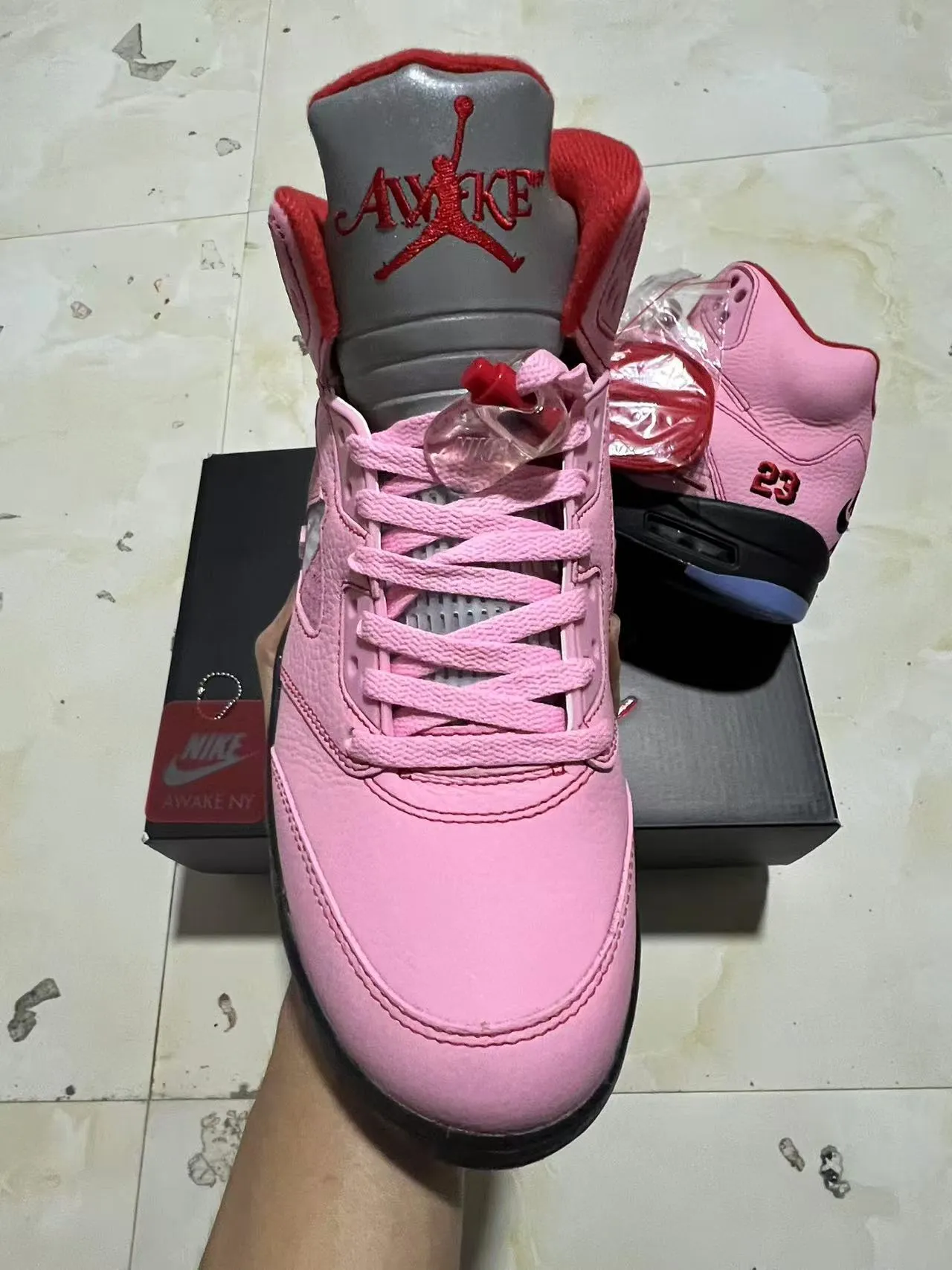Air Jordan 5 Pink NY 23 Basketball Shoes 3