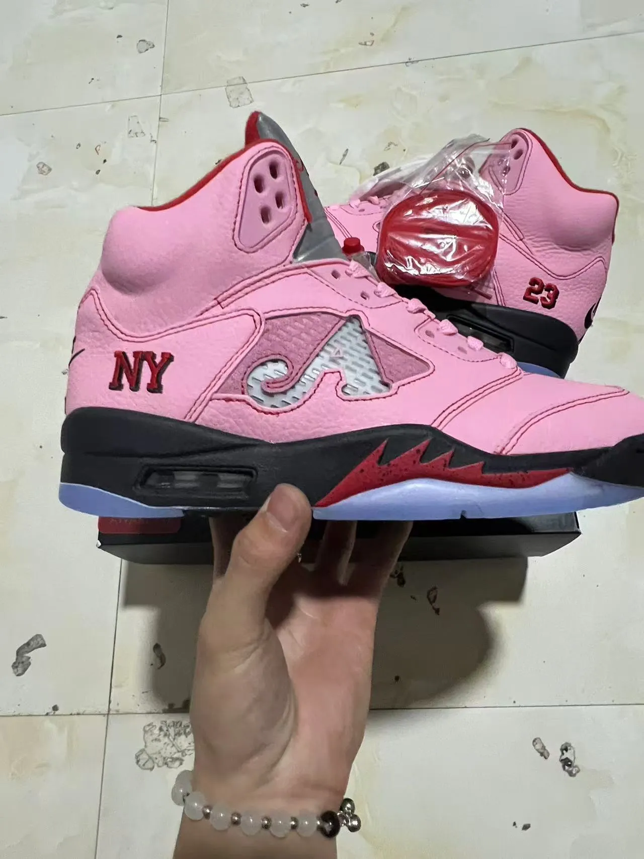 Air Jordan 5 Pink NY 23 Basketball Shoes 7
