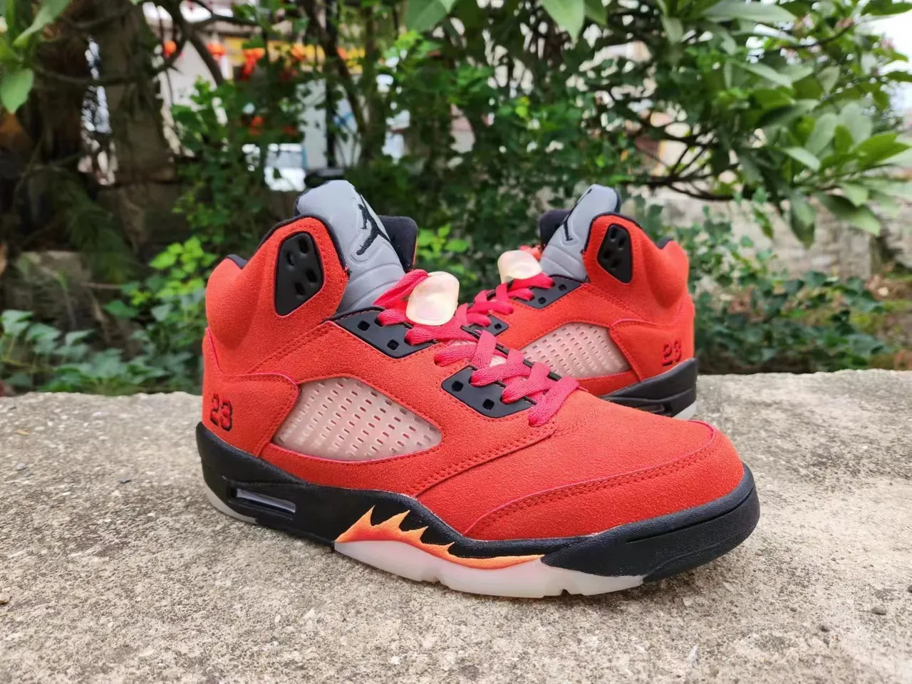 Air Jordan 5 Red Black Flame Basketball Shoes 5