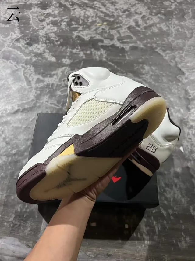 Air Jordan 5 White Brown Gold Basketball Shoes 6