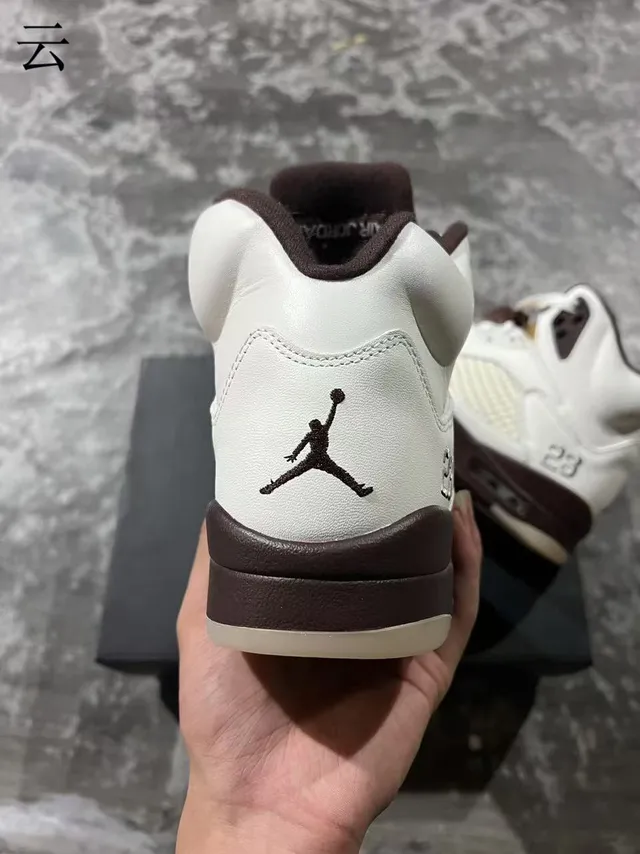 Air Jordan 5 White Brown Gold Basketball Shoes 8