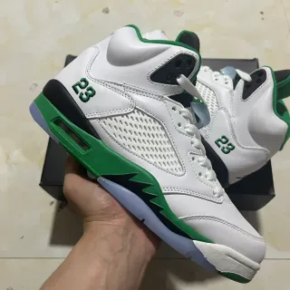 Air Jordan 5 White Green Black Basketball Shoes